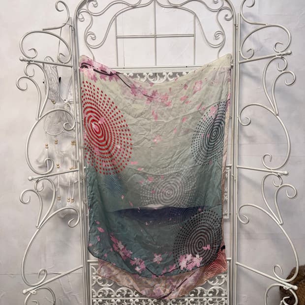 Gradient cherry blossom silk scarf