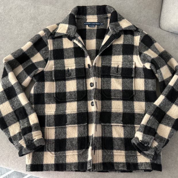 랄프로렌 체크 뽀글이 아우터 자켓