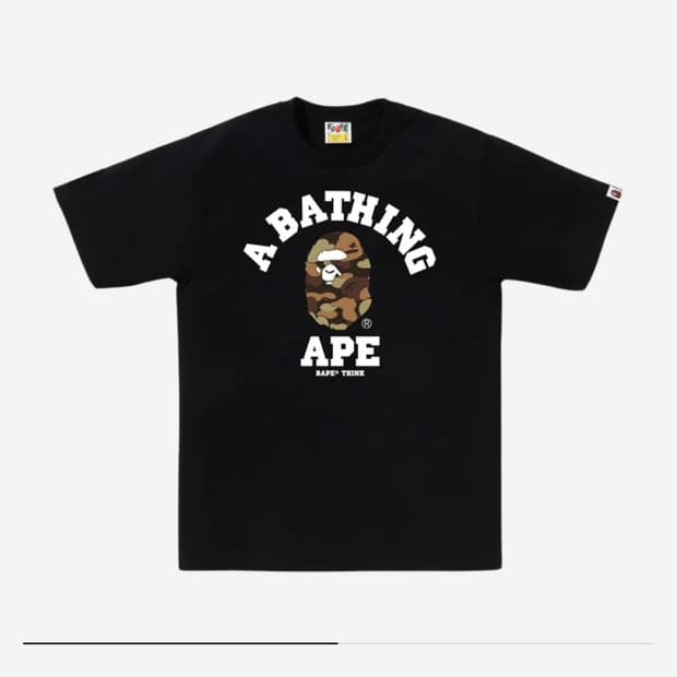 베이프 think 씽크 카모 컬리지 티셔츠 블랙 m