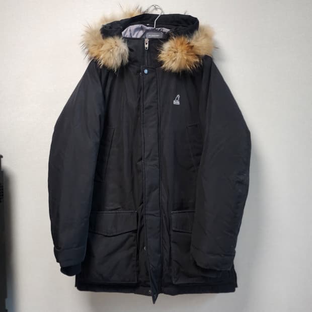 [M] 캉골 블랙 덕다운 패딩 점퍼 후드 퍼