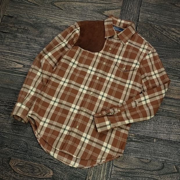 폴로 랄프로렌 스웨이드 패치 빈티지 체크 셔츠 M16531