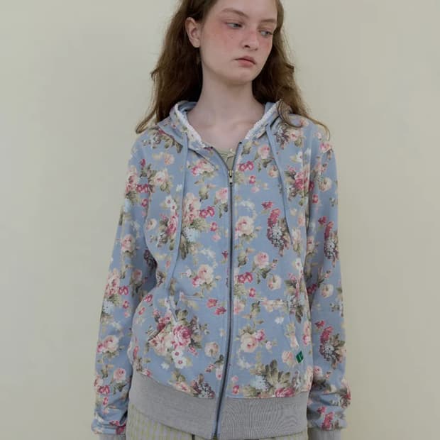 노컨텐츠 플라워 레이스 집업 (블루)