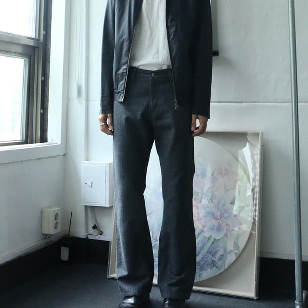폴스미스 핀 스트라이프 플레어 울 팬츠