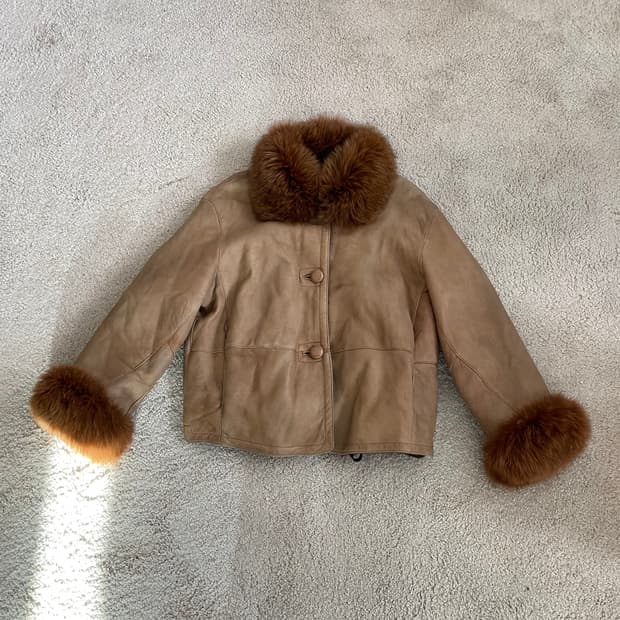  fox fur trimming sheepskin shearling jk