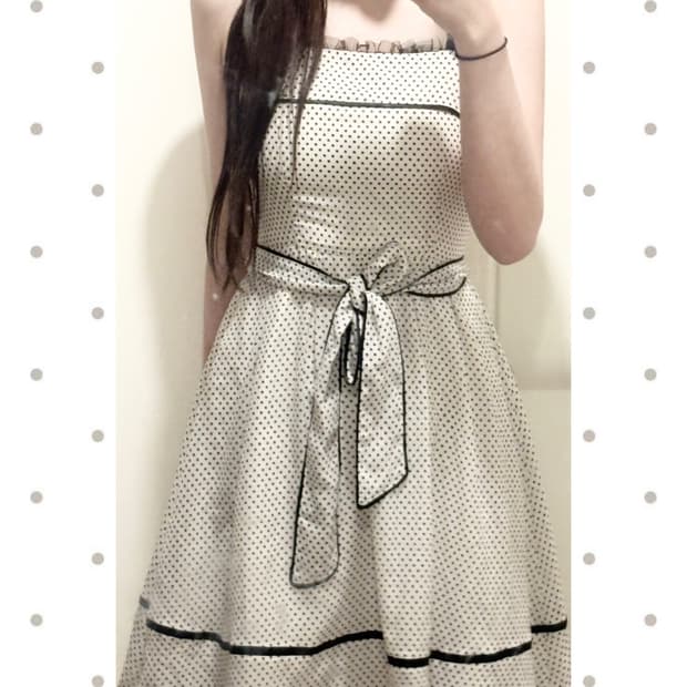 화이트 도트 원피스(일본빈티지)