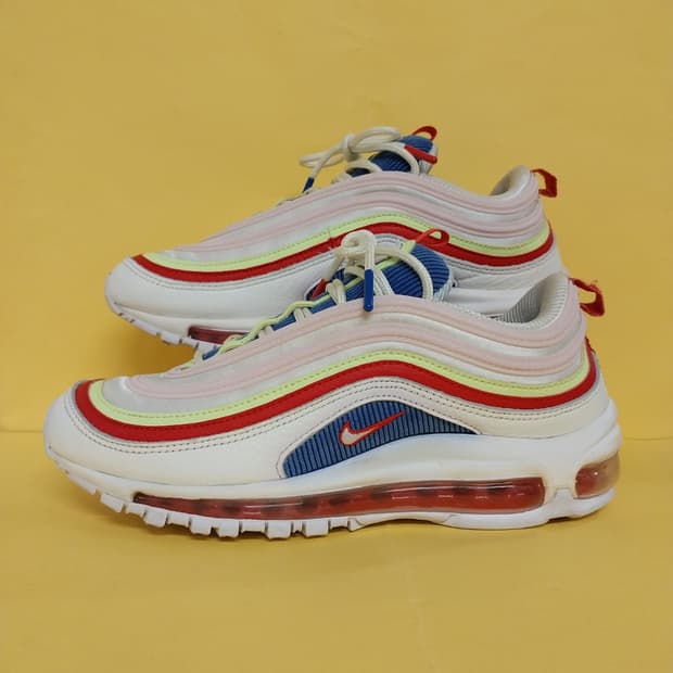 여성 나이키 에어맥스 97 코듀로이 화이트 SE 레인보우 운동화 (255