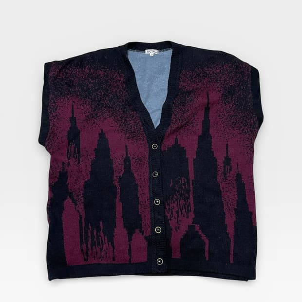 JP 80's - 자카드 니트 가디건 베스트 (L 추천)