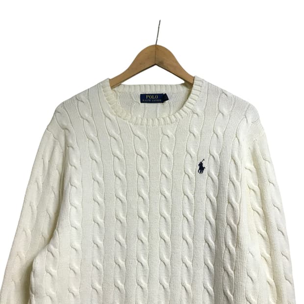 폴로 랄프로렌 아이보리 꽈배기니트