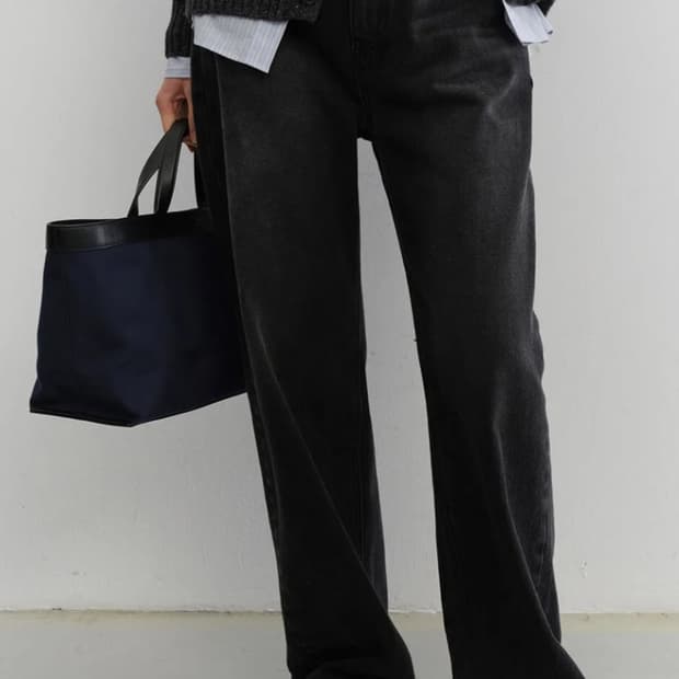 던스트 릴렉스드 와이드 진 블랙 S