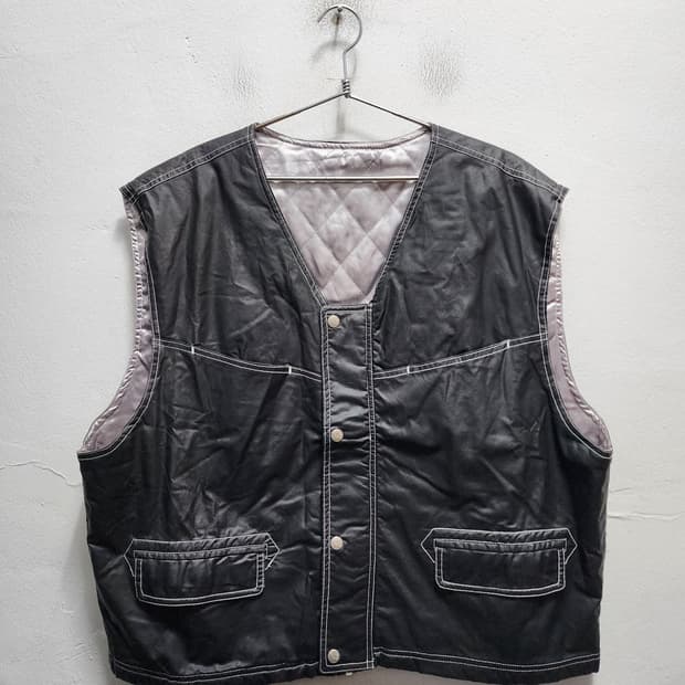 아메카지 안감퀼팅 빈티지 오버핏 베스트 