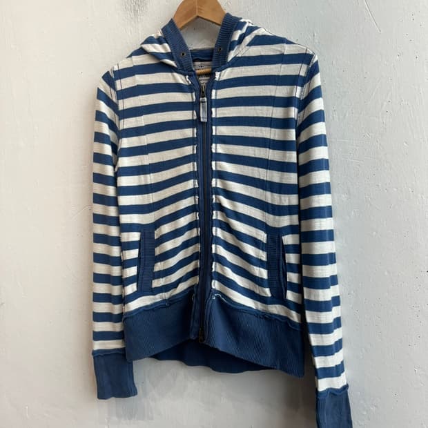 BACK NUMBER 백넘버 빈티지 스트라이프 투웨이 후드집업 