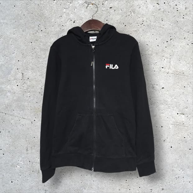 휠라 로고 블랙 후드집업 (90/S)