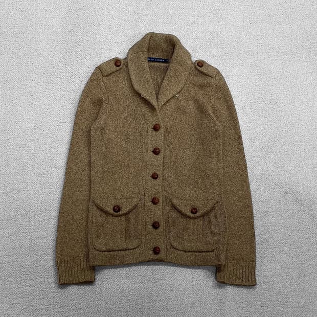 폴로 랄프로렌 숄 카라 가디건 니트 브라운