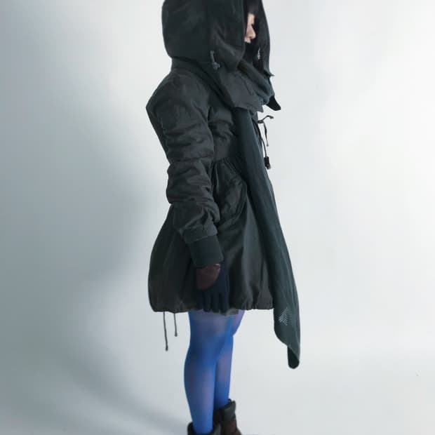 Shirring padded military jumper 