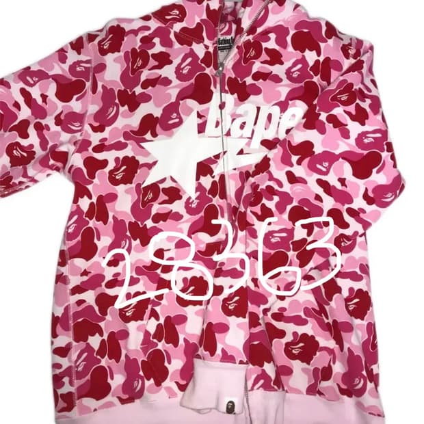 베이프 핑크 스타 후드집업 M