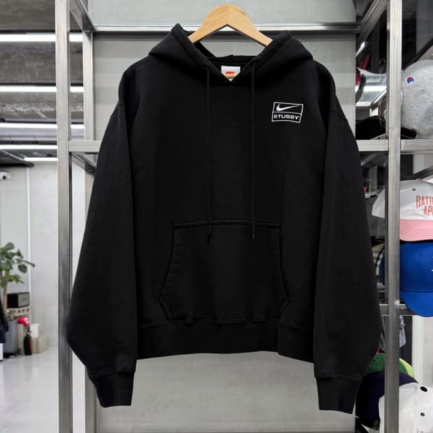 나이키 NRG 스투시 나투시 스톤 워시드 스웻 후드티 블랙