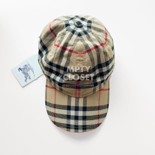 [L] 버버리 체크 코튼 볼캡 8075641