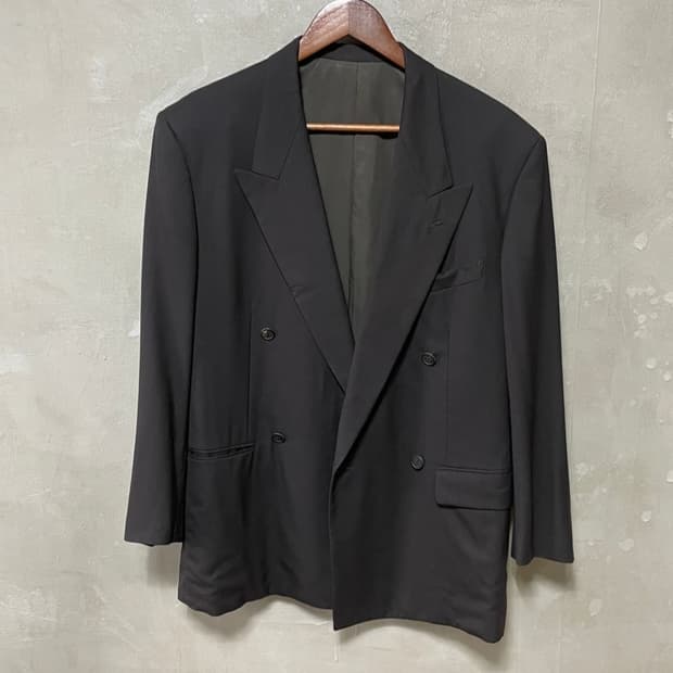 9~00s 이세이미야케 블랙 더블브레스트 울 재킷