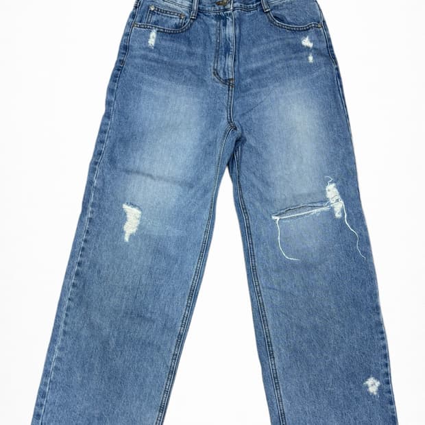 Lucky Chouette 데미지 와이드 데님