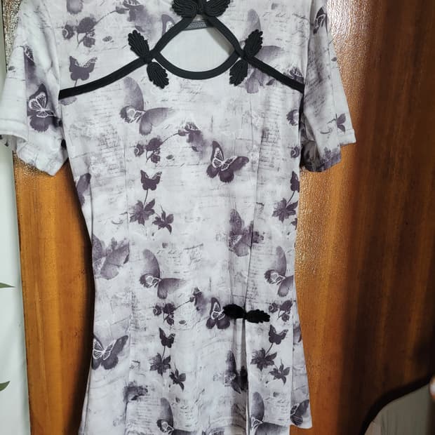 상하이 흑백 나비 치파오