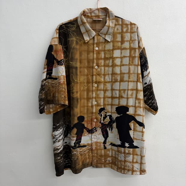 90s 플래티넘 푸부 빈티지 반팔셔츠(L)