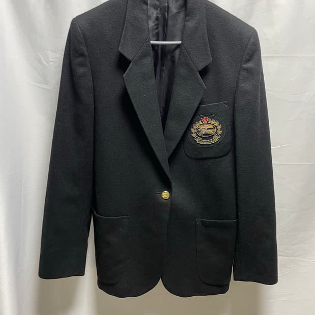 버버리 아카이브 블랙 크레스트 로고 와펜 원버튼 자켓