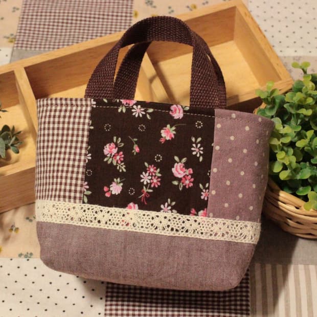 핸드메이드 패치워크 파우치 겸 패브릭 바구니