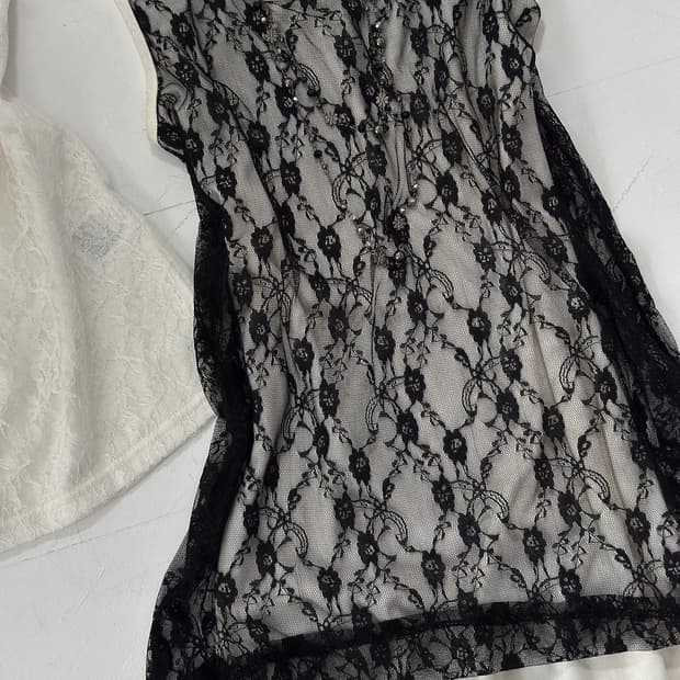 Floral Cotton Sleeveless (Black) 0206