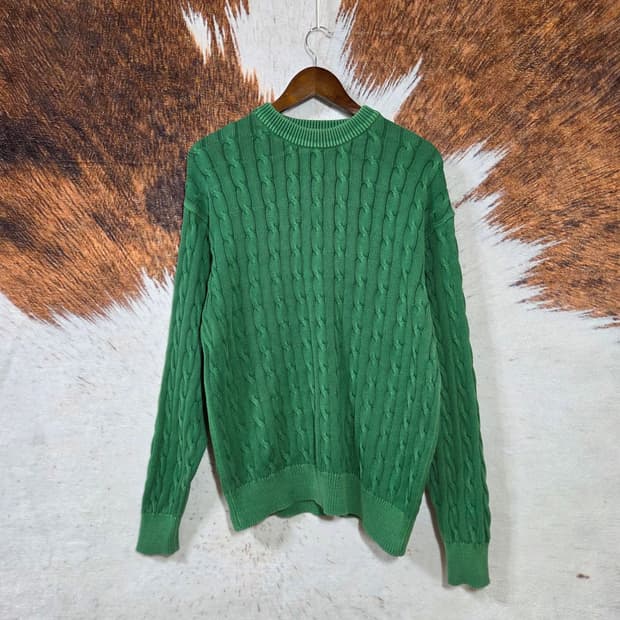 빈티지 그린 꽈배기 니트