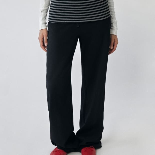스웨이드 LAYERED LONG PANTS [BLACK]
