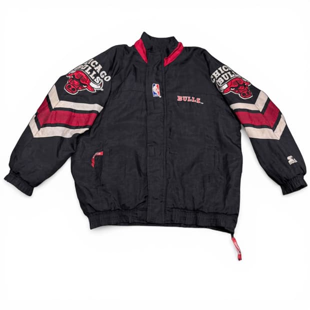 XL 스타터 시카고불스 NBA 블랙 우븐 바시티자켓