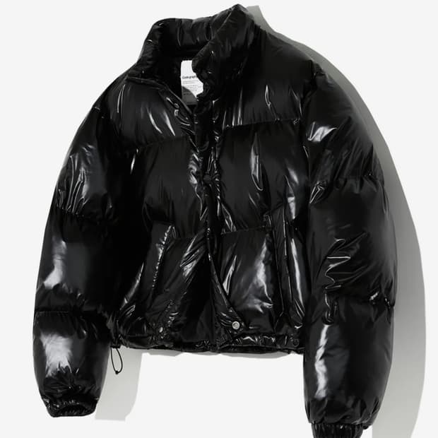 코드그라피 글로시 크롭 푸퍼 숏패딩 블랙 s code graphy