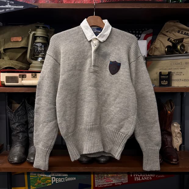 90s 폴로 랄프로렌 헤비 울 클래식 프레피 와펜 럭비 니트 N231