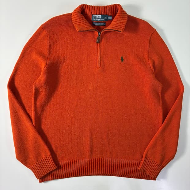 Polo 폴로 랄프로렌 코랄 오렌지 쿼터집업 니트
