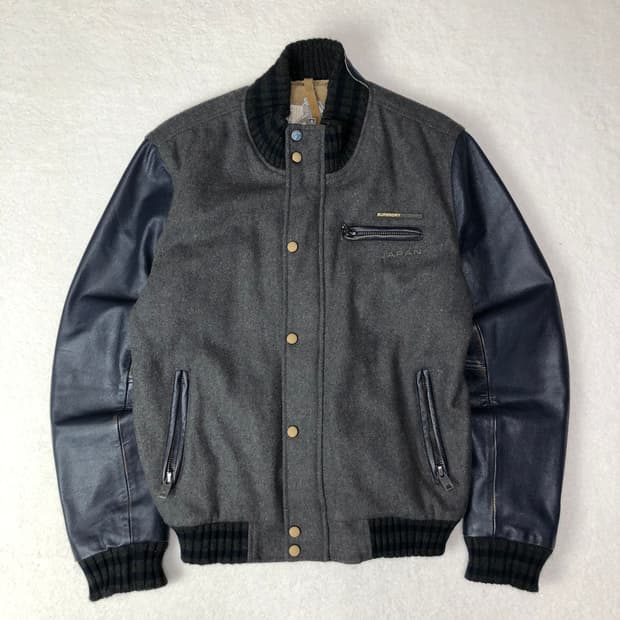 수퍼드라이 재팬 울 레더 바시티자켓 