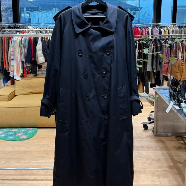 버버리 네이비 더블 트렌치코트 