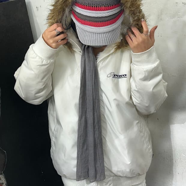 피코 화이트 울프죠 리버시블 y2k 갸루 퍼 후드 자켓 M