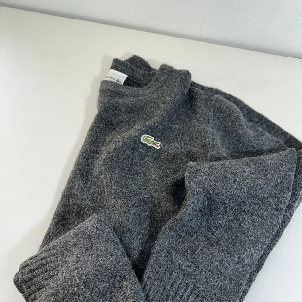 XL 100-105 라코스테 챠콜 울 라운드니트