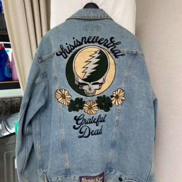 [XL] 디스이즈네버뎃 x 그레이트풀 데드 라이트닝 트러커 자켓 워시드 