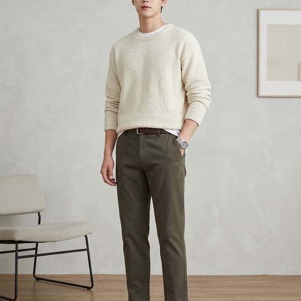 라코스테(LACOSTE) 슬림핏 치노 팬츠 다크 올리브