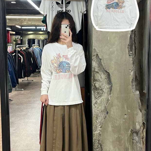 랭글러 프린팅 긴팔티 화이트 M #csz2431