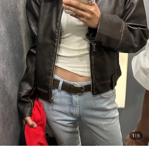 108pound 108파운드 베니 워싱 레더 자켓