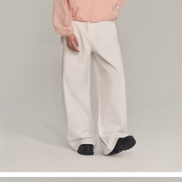 어반디타입 코튼 세미 와이드 팬츠 M 화이트