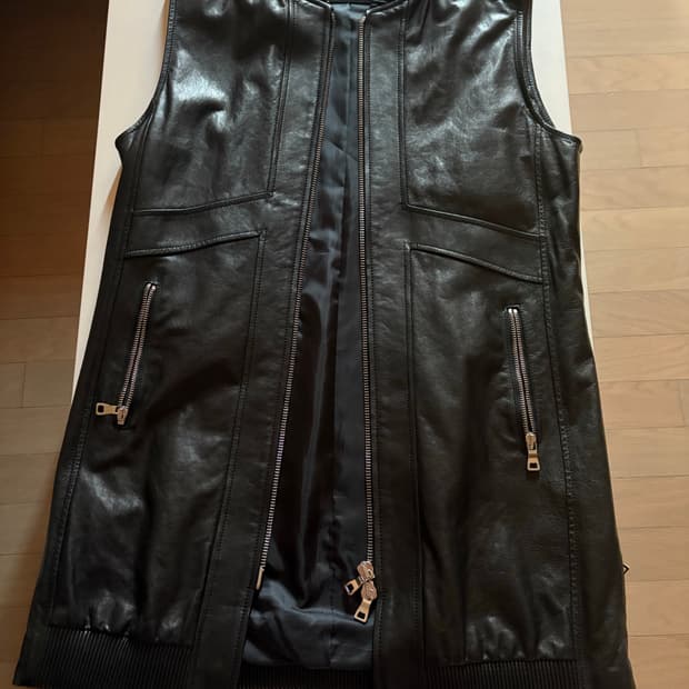 램스킨 롱 레더 베스트