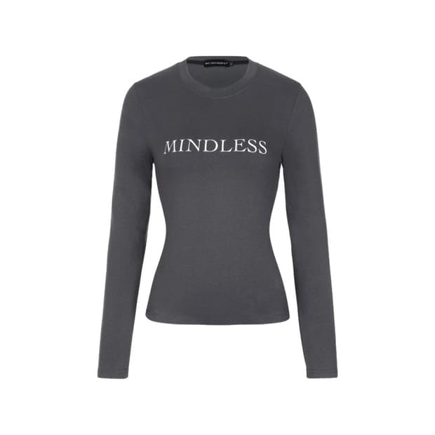 써저리 우먼 마인드리스 슬림 롱슬리브 차콜 M 에스파 카리나 착용