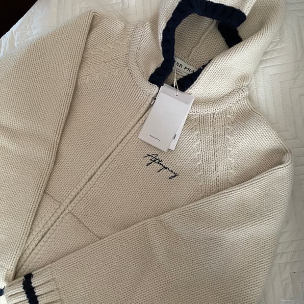 코위찬 집업 니트 후디 아이보리 