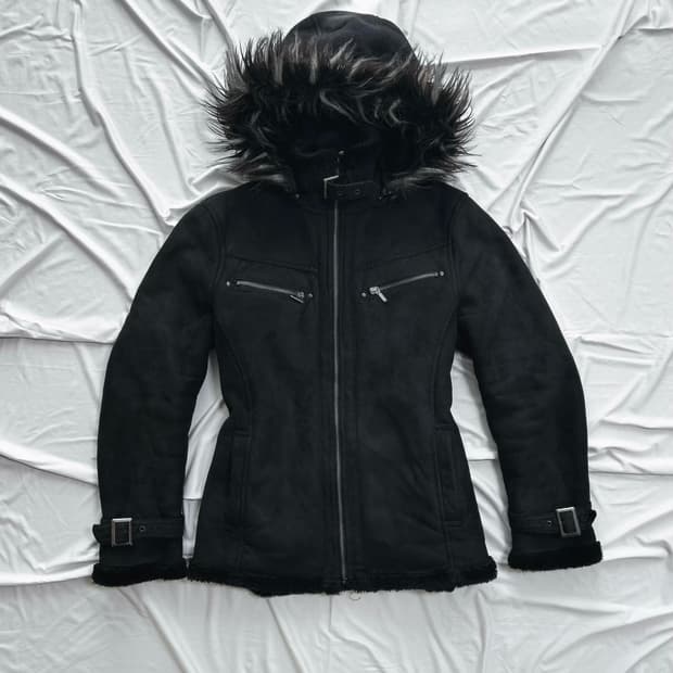 Vintage Black Fur Shearling Jacket