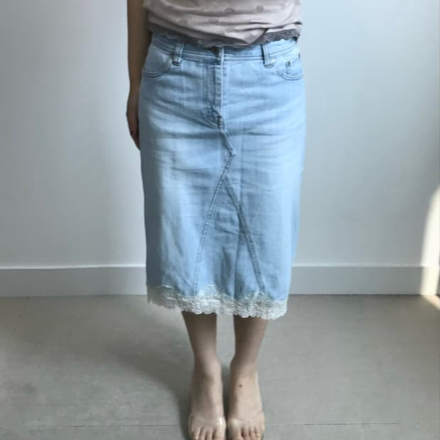 빈티지 레이스 데님 스커트