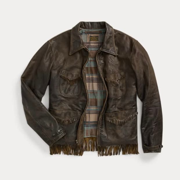 rrl 프린지 가죽자켓 m