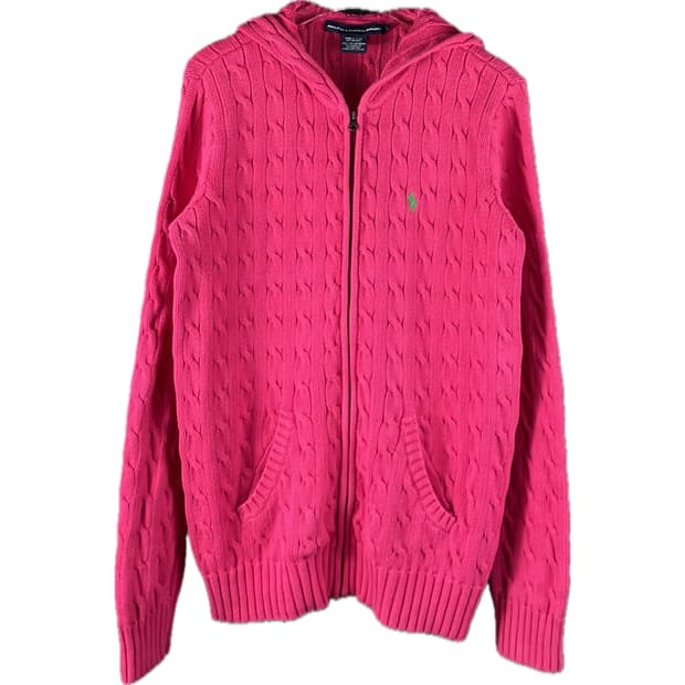 [L] 폴로 랄프로렌 케이블 꽈배기 니트 후드 집업